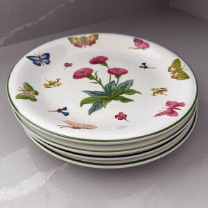 Trisa Set Of 4 Dinner Plates Butterflies Fine Stoneware Floral Country Spring